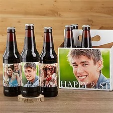 Happy Birthday Photo Beer Bottle Labels & Beer Carrier