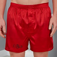 Loving Couple Embroidered Satin Boxers