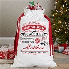 Special Delivery From Santa Personalized Canvas Drawstring Santa Sack