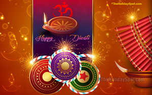 Diwali Wallpaper themed with Firecrackers and diya