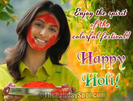 Greeting card for colourful festival Holi