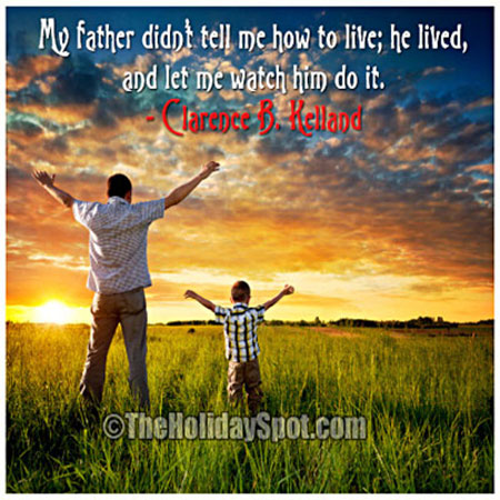 father's day inspirational quote image showing father and son enjoying nature