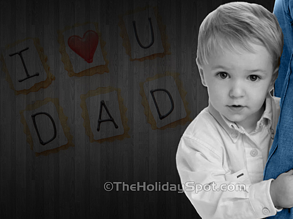 A wallpaper showing child love to his father on fathers day