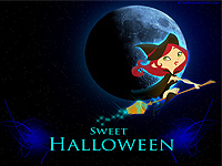 1024x768 Halloween Wallpaper - 1024x768 Cute Halloween witch on her broomstick