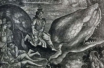 Lord Krishna and the Serpent Demon Aghasura