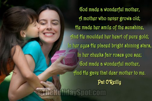 Mother's Day Poem - God made a wonderful Mother