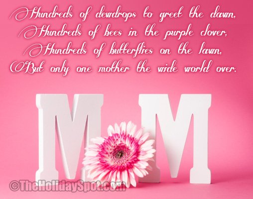 Mothers Day poem - only one Mother