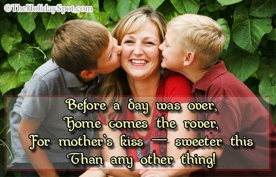Mothers day quotes card - Mother's Kiss