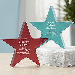 Reflections of Excellence Personalized Colored Star Award