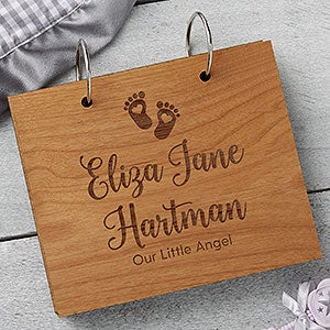 Baby's First Year Personalized Wood Photo Album - Natural Alderwood
