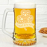Celtic Shamrock Personalized Deep Etch Beer Mug