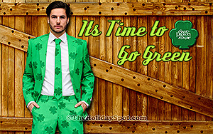 A high definition wallpaper of a man dressed in St. Patrick's Day costume