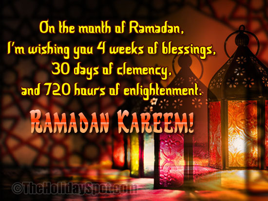 Ramdan card with lots of blessings, clemency and enlightment