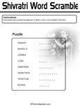 Black & White Shivratri Word Scramble puzzle