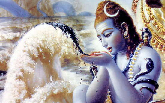 भगवान शिव जहर पी रहे हैं
