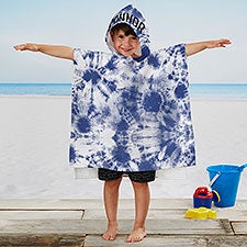 Bold Tie Dye Personalized Kids Poncho Beach & Pool Towel