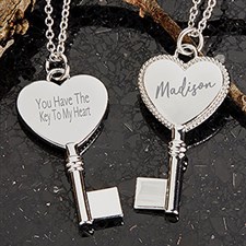 Key To My Heart Engraved Pendant Necklace