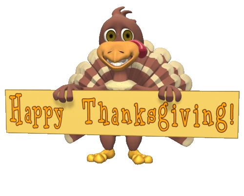 Happy Thanksgiving with animated turkey