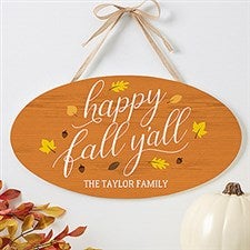 Happy Fall Y'All Personalized Oval Wood Sign