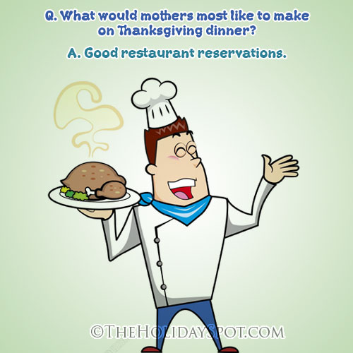 Thanksgiving Dinner Joke image showing a chef carrying a turkey roast