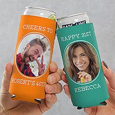 Birthday Photo Message Slim Can Cooler