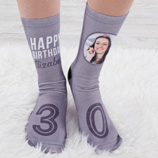 Modern Birthday For Her Personalized Photo Adult Socks