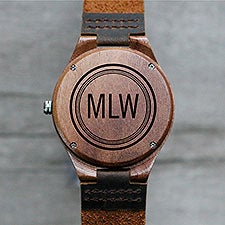 Circle Monogram Engraved Walnut Wood Watch