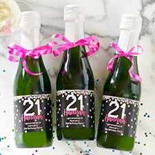 Birthday Confetti Personalized Mini Champagne Labels