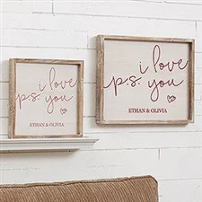P.S. I Love You Personalized Barnwood Frame Wall Art
