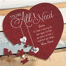 You're All I Need Personalized Mini Heart Puzzle