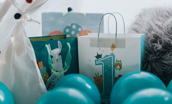 Gifts and balloons for birthday celebration