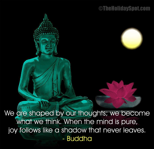 Buddha Purnima card for WhatsApp and Facebook with a beautiful quote by Lord Buddha