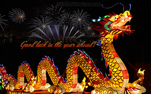Chinese New Year Wallpaper with fireworks and dragon