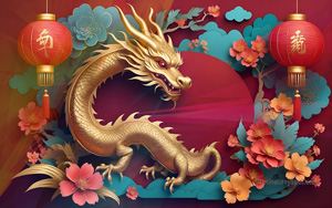 Chinese New Year 8K, 4K and HD Wallpaper with a background of Dragon