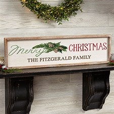 Merry Christmas Personalized Barnwood Frame Wall Art