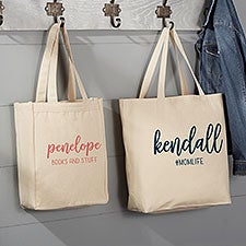 Scripty Style Personalized Canvas Tote Bags