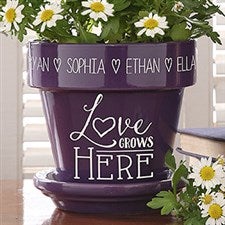Love Grows Here Personalized Flower Pot