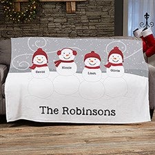 Snowman Family Personalized Blankets
