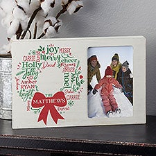 Merry Mistletoe Wreath Personalized Whitewashed Picture Frame