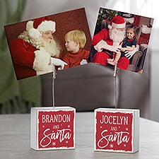 Visit With Santa Personalized Photo Clip Holder Block