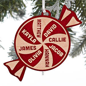Peppermint Family Personalized Wood Ornament