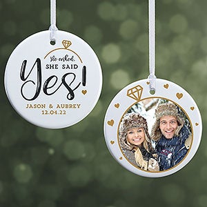 He Asked, She Said Yes! Personalized Ornament
