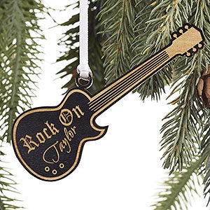 Rock On Personalized Guitar Ornament- Black
