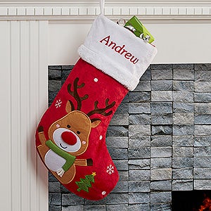 Santa Claus Lane Personalized Stocking-Reindeer