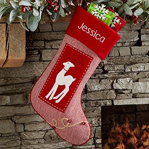 Reindeer Cottage Christmas Personalized Stocking