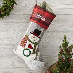 Wintry Cheer Snowman Personalized Christmas Stocking