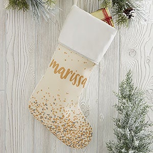 Sparkling Name Personalized Ivory Christmas Stocking