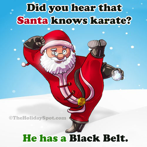 Christmas jokes on Santa - Santa on Karate Pose