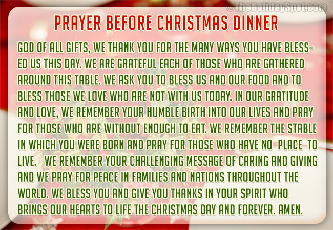 Christmas Dinner Prayers