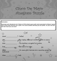 Black and White Cinco de Mayo Anagram Puzzle